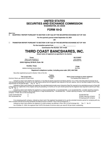 Thumbnail Third Coast Bancshares 10-Q Quarterly Report FY2024 