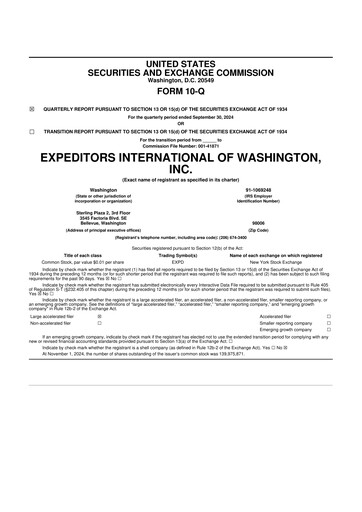 Thumbnail Expeditors International 10-Q Quarterly Report FY2024 