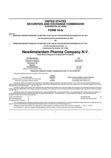 Vorschaubild NewAmsterdam Pharma Company 10-Q Quartalsbericht 2024 
