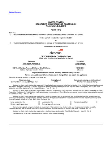 Thumbnail Devon Energy
 10-Q Quarterly Report FY2024 