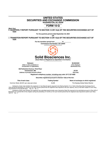 Thumbnail Solid Biosciences
 10-Q Quarterly Report FY 