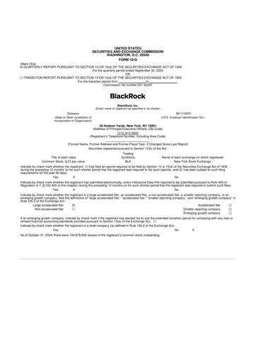 Thumbnail BlackRock 10-Q Quarterly Report FY2024 