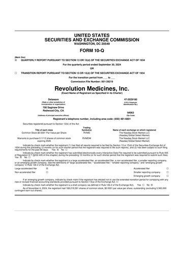 Thumbnail Revolution Medicines
 10-Q Quarterly Report FY2024 