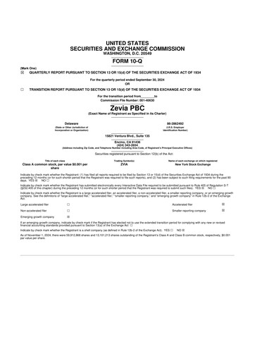 Thumbnail Zevia 10-Q Quarterly Report FY2024 