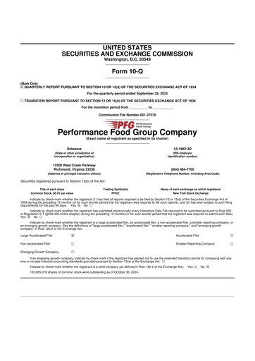 Vorschaubild Performance Food Group 10-Q Quartalsbericht 2024 