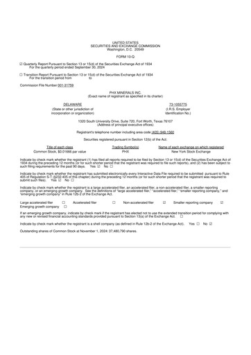 Thumbnail PHX Minerals 10-Q Quarterly Report FY2024 
