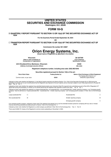 Vorschaubild Orion Energy Systems
 10-Q Quartalsbericht 2024 
