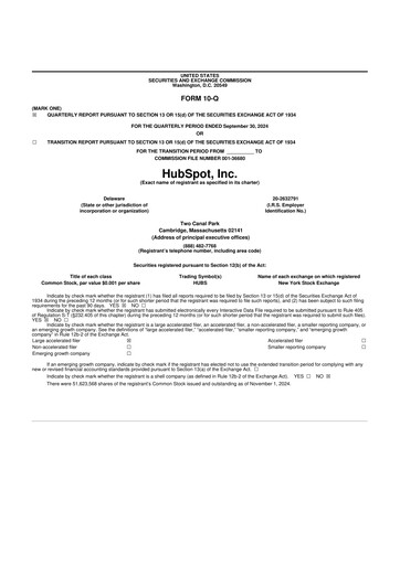 Thumbnail HubSpot 10-Q Quarterly Report FY2024 