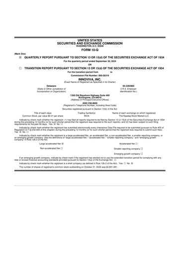 Thumbnail Innoviva 10-Q Quarterly Report FY 