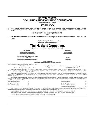 Thumbnail The Hackett Group

 10-Q Quarterly Report FY2024 