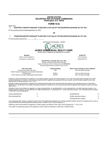 Vorschaubild ACRES Commercial Realty 10-Q Quartalsbericht 2024 