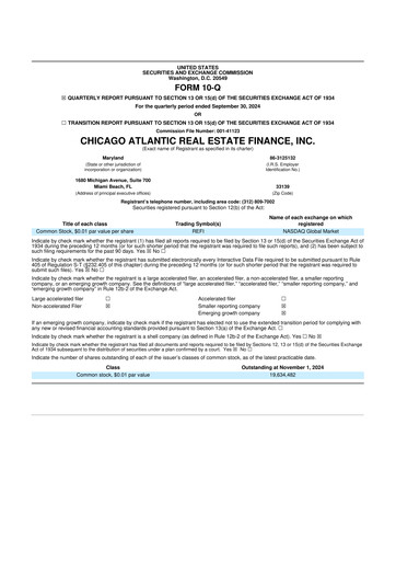 Thumbnail Chicago Atlantic Real Estate Finance 10-Q Quarterly Report FY 