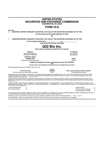 Vorschaubild Q32 Bio 10-Q Quartalsbericht 2024 