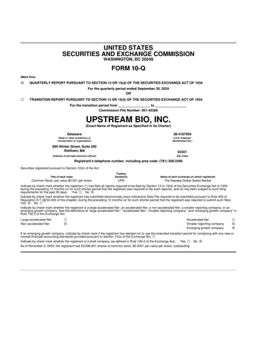 Thumbnail Upstream Bio 10-Q Quarterly Report FY 