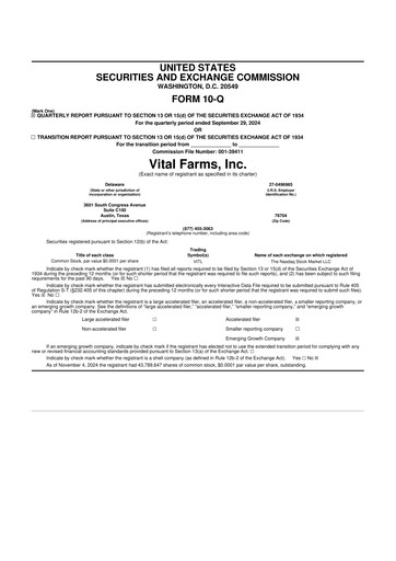 Thumbnail Vital Farms 10-Q Quarterly Report FY2024 