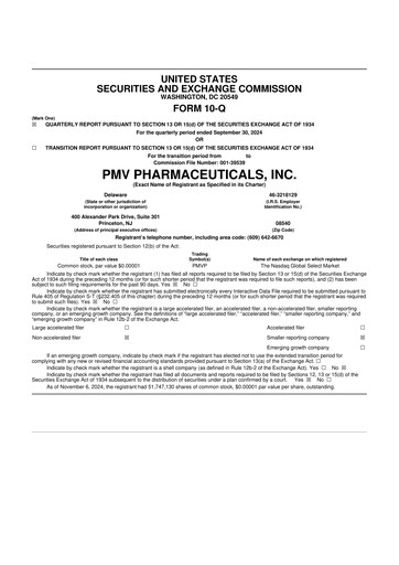 Vorschaubild PMV Pharmaceuticals 10-Q Quartalsbericht  