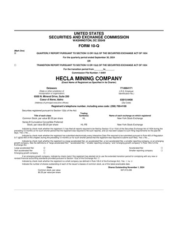Thumbnail Hecla Mining
 10-Q Quarterly Report FY2024 