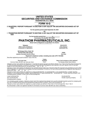 Thumbnail Phathom Pharmaceuticals
 10-Q Quarterly Report FY 