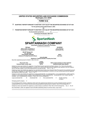 Miniature SpartanNash
 10-Q Rapport trimestriel 2024 