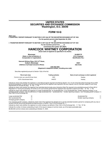 Thumbnail Hancock Whitney 10-Q Quarterly Report FY2024 