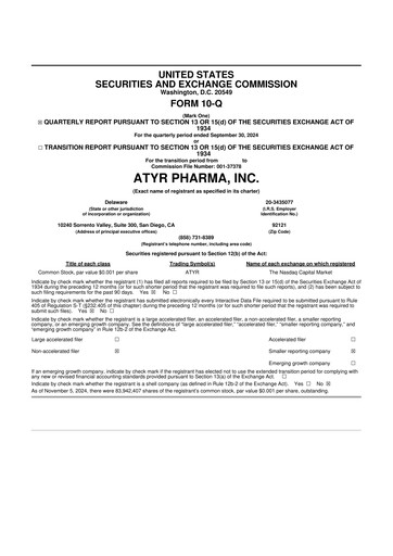 Thumbnail aTyr Pharma 10-Q Quarterly Report FY 