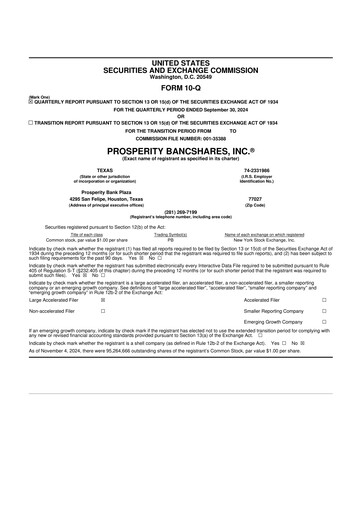 Thumbnail Prosperity Bancshares
 10-Q Quarterly Report FY2024 