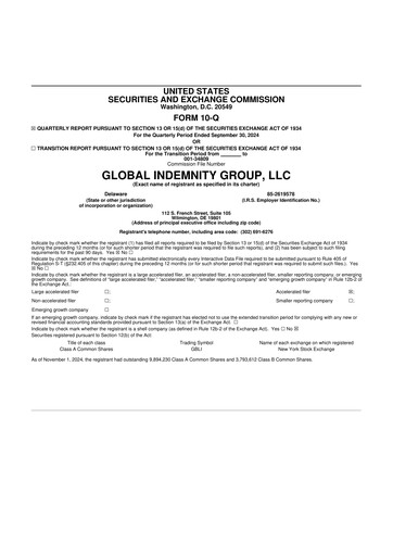 Thumbnail Global Indemnity 10-Q Quarterly Report FY2024 
