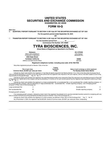 Thumbnail Tyra Biosciences 10-Q Quarterly Report FY 