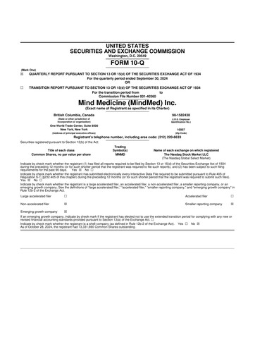 Thumbnail Mind Medicine (MindMed) 10-Q Quarterly Report FY2024 