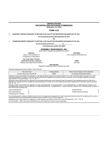 Thumbnail Assembly Biosciences 10-Q Quarterly Report FY2024 