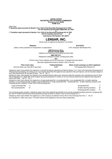 Thumbnail LENSAR 10-Q Quarterly Report FY2024 