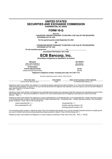 Thumbnail ECB Bancorp 10-Q Quarterly Report FY2024 
