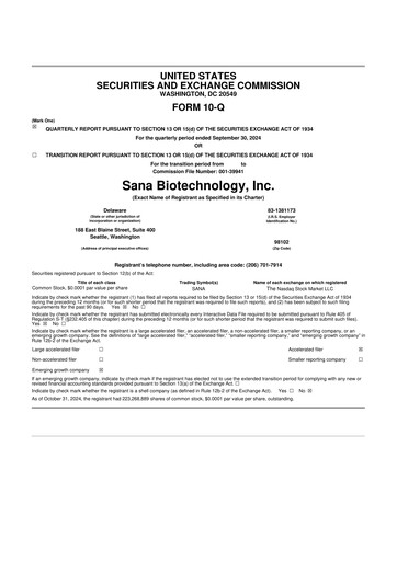 Thumbnail Sana Biotechnology 10-Q Quarterly Report FY 