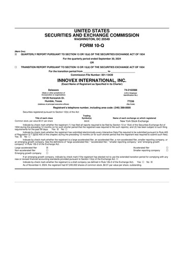Vorschaubild Innovex International 10-Q Quartalsbericht 2024 
