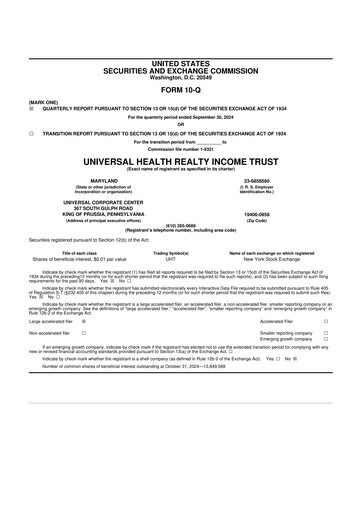 Thumbnail Universal Health Realty Income Trust 10-Q Quarterly Report FY2024 