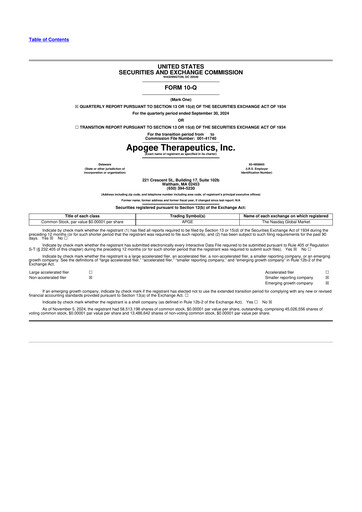 Thumbnail Apogee Therapeutics 10-Q Quarterly Report FY 