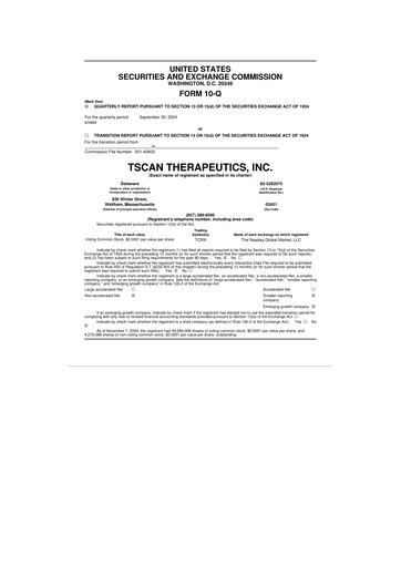 Thumbnail TScan Therapeutics 10-Q Quarterly Report FY2024 