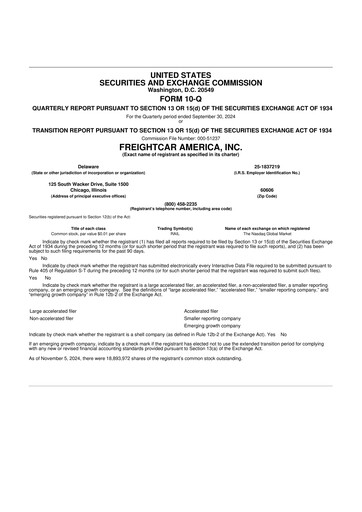 Thumbnail FreightCar America
 10-Q Quarterly Report FY2024 