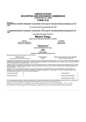 Thumbnail Nevro
 10-Q Quarterly Report FY 