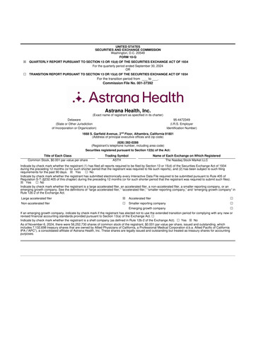 Thumbnail Astrana Health 10-Q Quarterly Report FY2024 