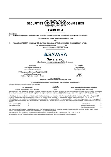 Thumbnail Savara 10-Q Quarterly Report FY 