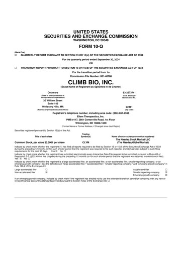Vorschaubild Climb Bio 10-Q Quartalsbericht 2024 