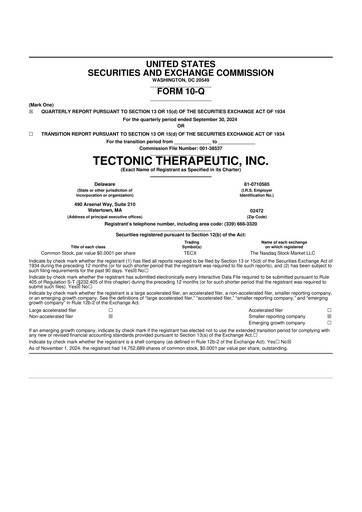 Thumbnail Tectonic Therapeutic 10-Q Quarterly Report FY 