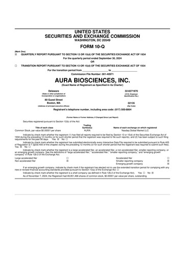 Thumbnail Aura Biosciences 10-Q Quarterly Report FY 
