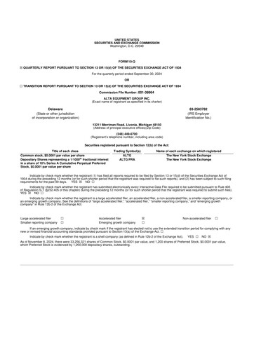 Thumbnail Alta Equipment Group 10-Q Quarterly Report FY2024 