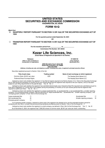 Thumbnail Kezar Life Sciences 10-Q Quarterly Report FY 