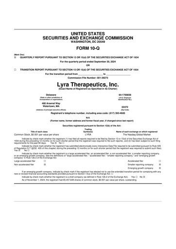 Thumbnail Lyra Therapeutics 10-Q Quarterly Report FY2024 