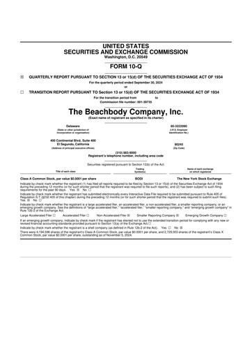 Miniature The Beachbody Company 10-Q Rapport trimestriel 2024 