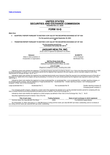 Vorschaubild Jaguar Health 10-Q Quartalsbericht 2024 