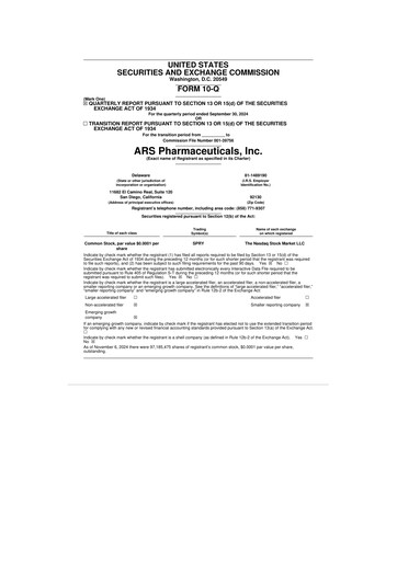 Thumbnail ARS Pharmaceuticals 10-Q Quarterly Report FY 